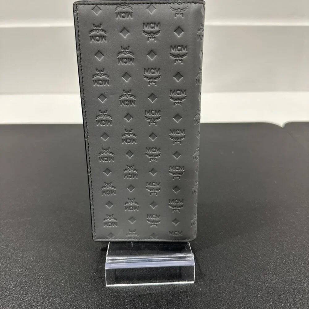 MCM Tivitat Bifold Wallet in Gray Monogram Leather (JB1394)